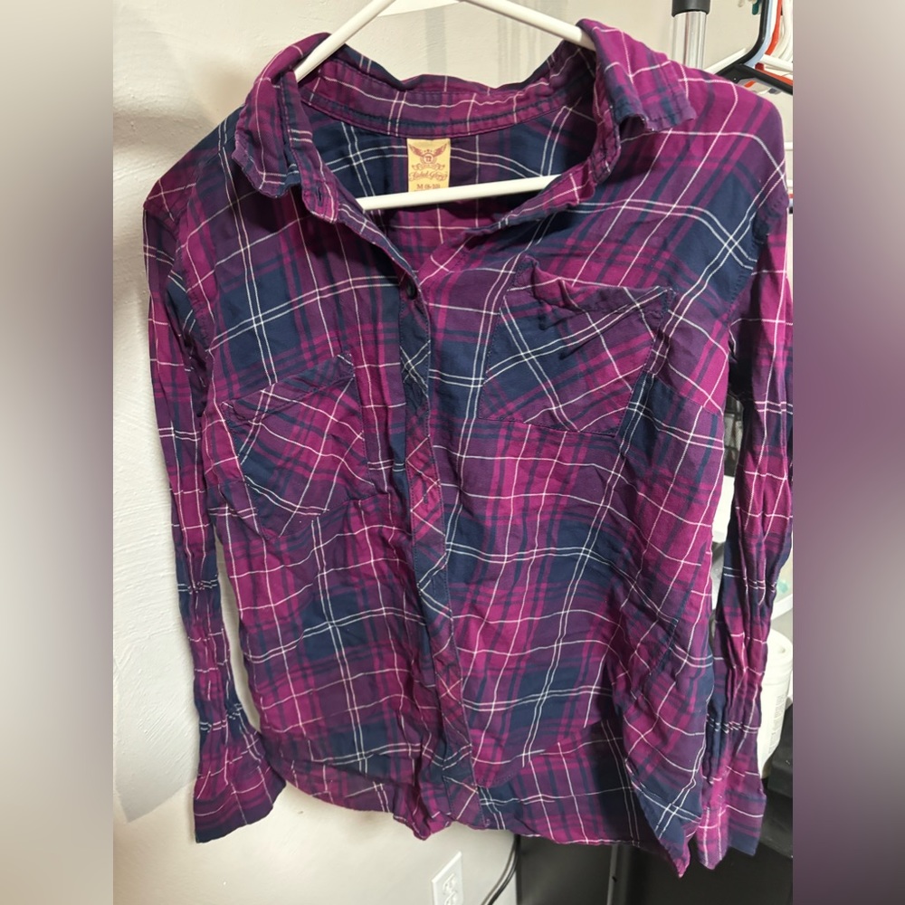 Faded Glory Medium Maroon & Navy Blue Flannel